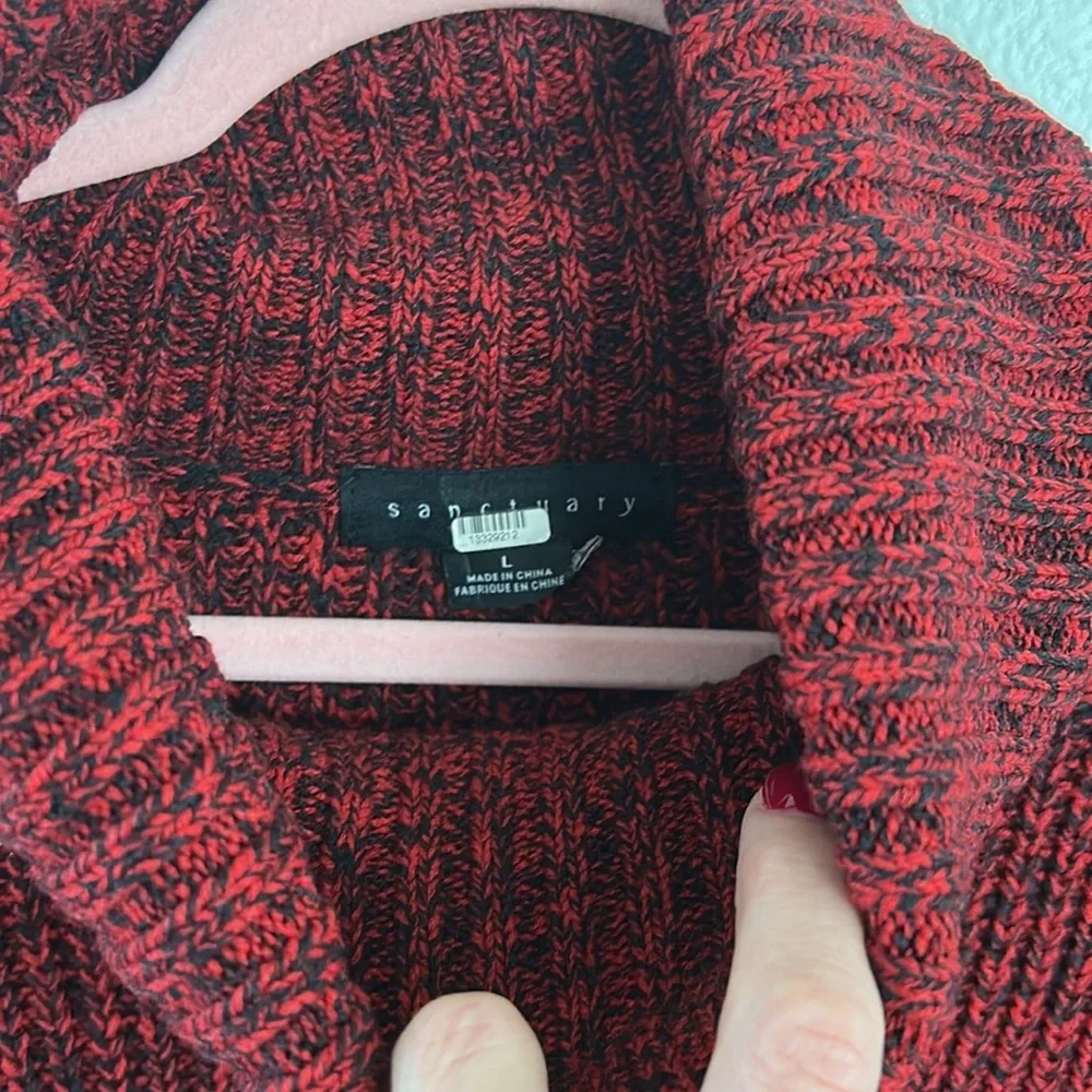 Sanctuary Red Marbled Roll Neck Sweater, RTR